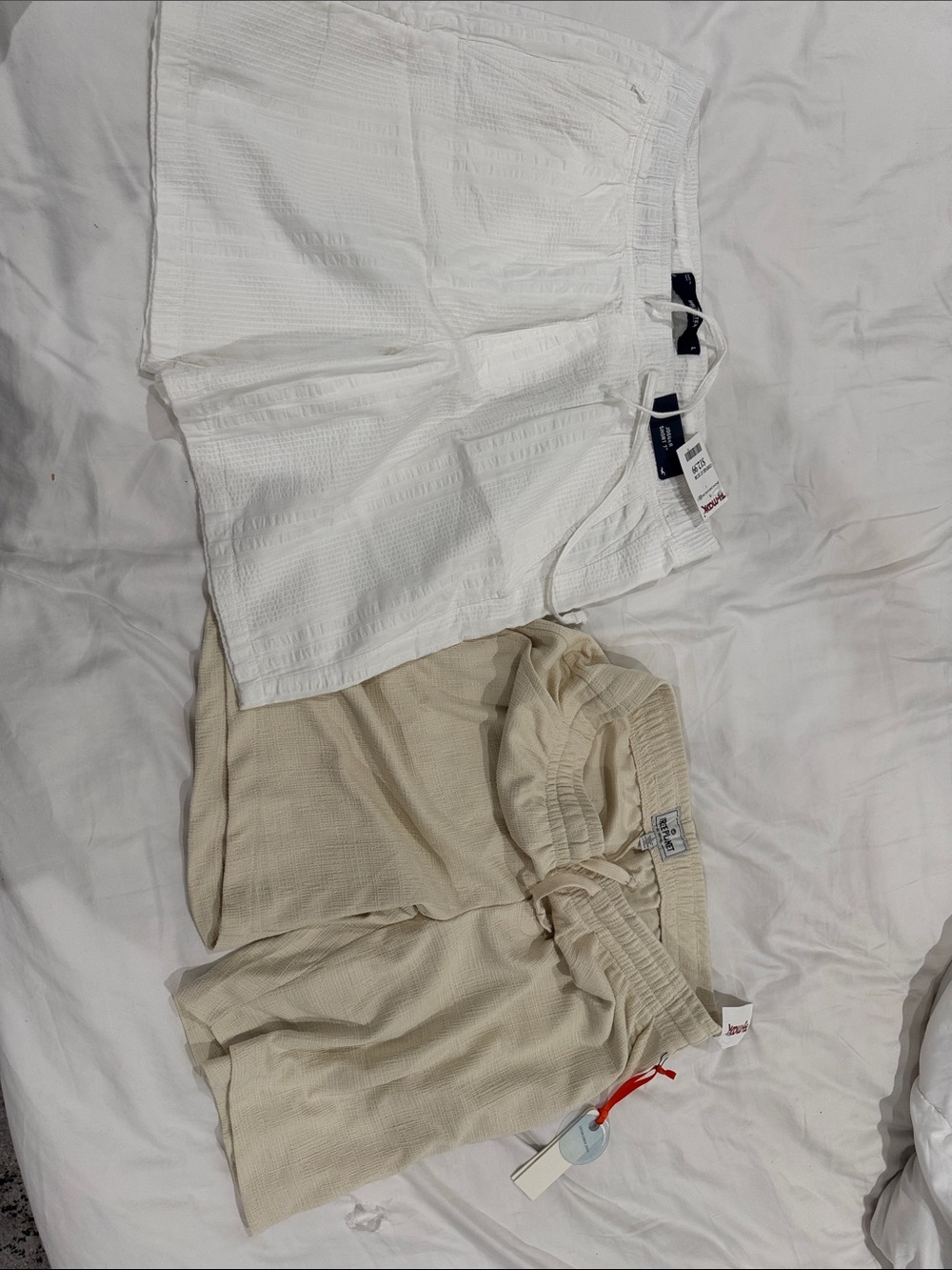 White and Cream Lightweight Shorts Duo